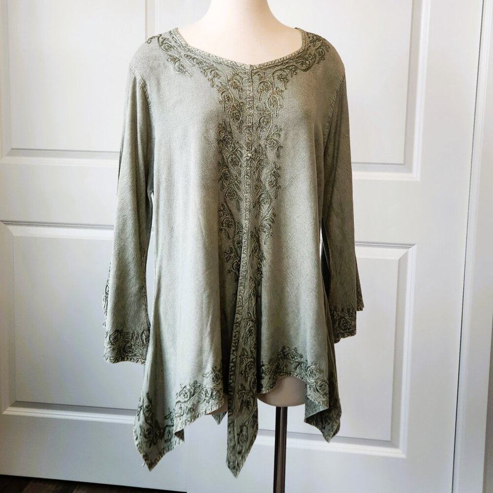Braja Long Sleeve Boho Tunic Top Women Size 1X - NWT